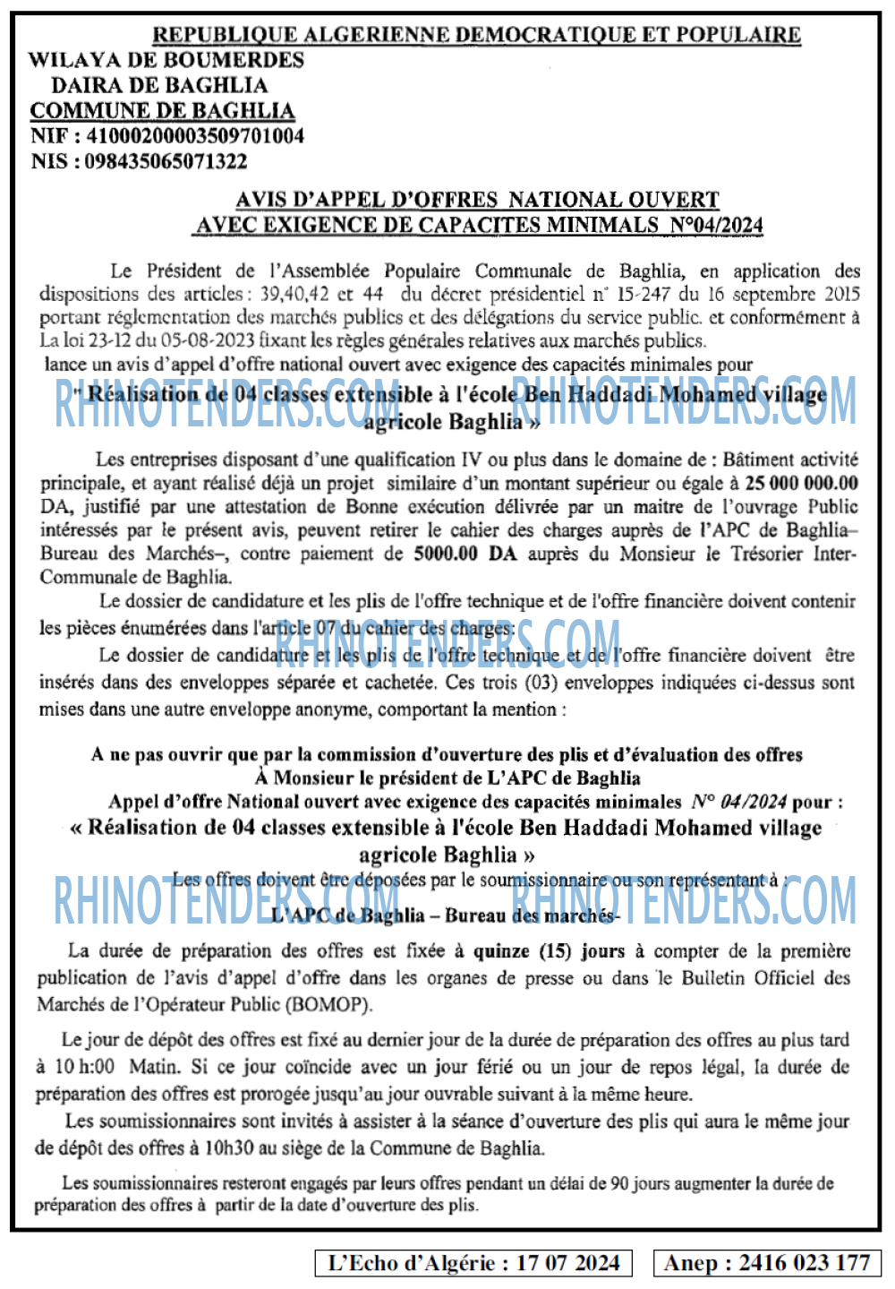 L'ECHO D'ALGERIE