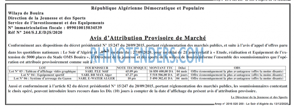 LE SOIR D'ALGERIE