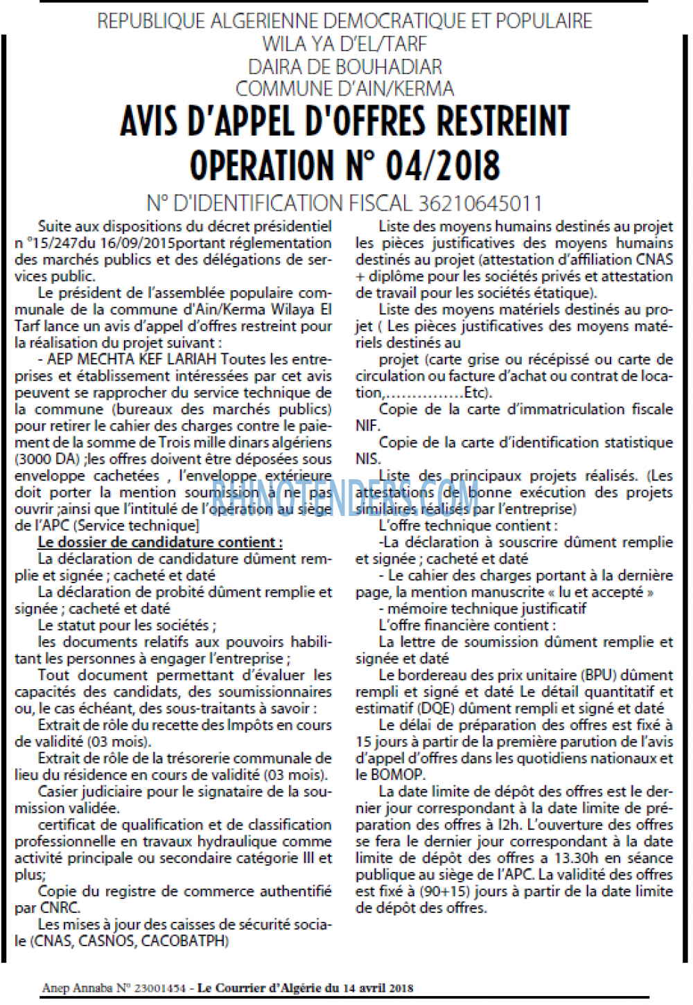 Le Courrier d'Algerie