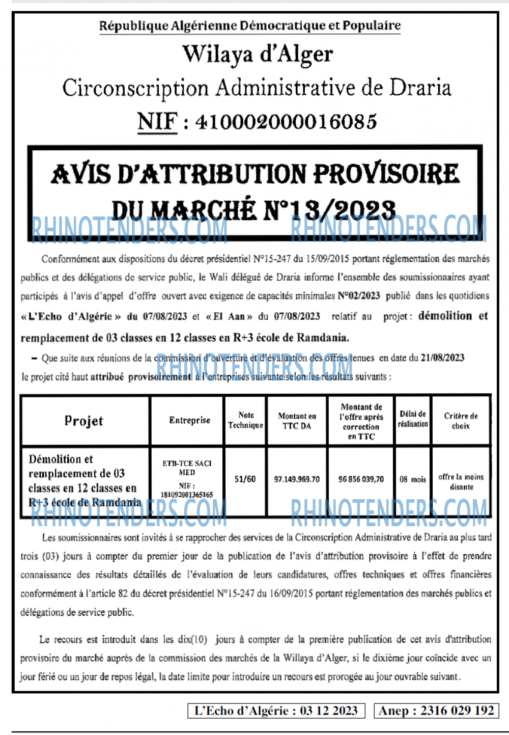 L'ECHO D'ALGERIE