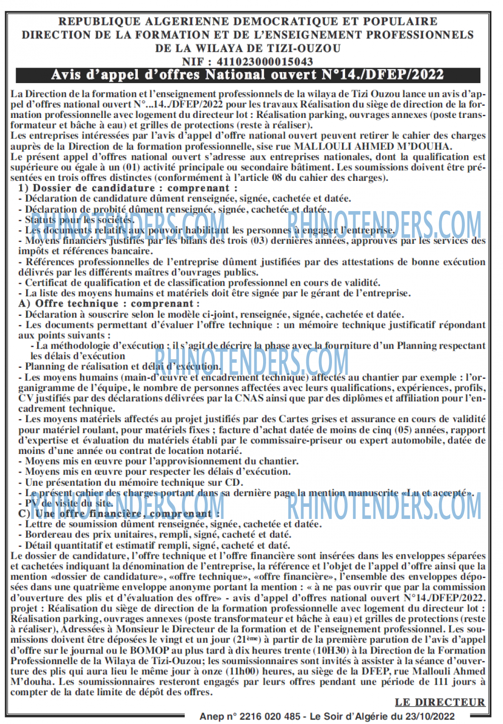 LE SOIR D'ALGERIE