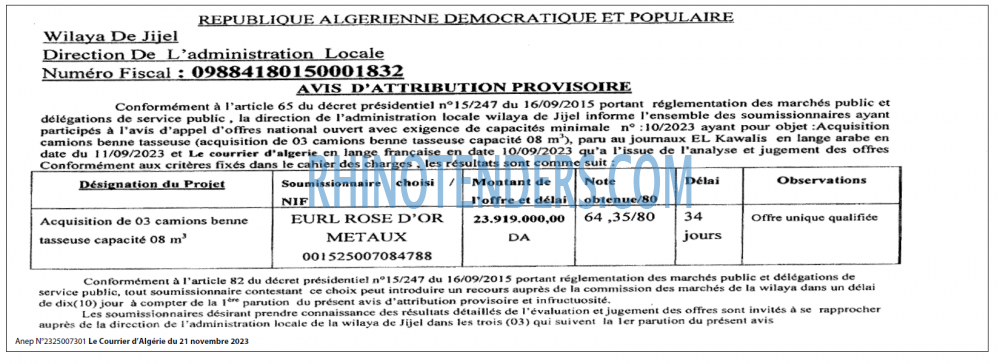 Le Courrier d'Algerie