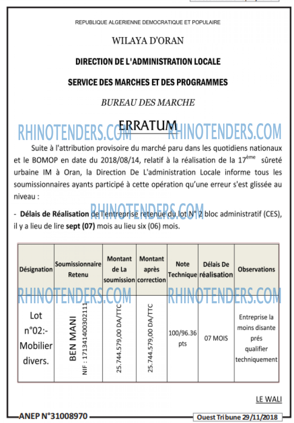 ouest TRIBUNE