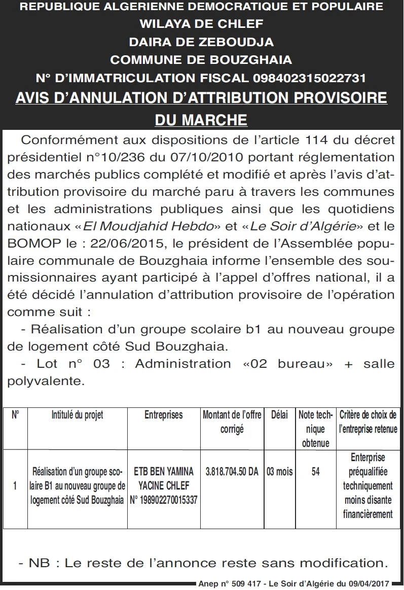 LE SOIR D'ALGERIE