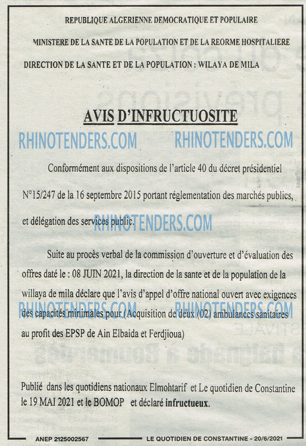 LE QUOTIDIEN DE CONSTANTINE