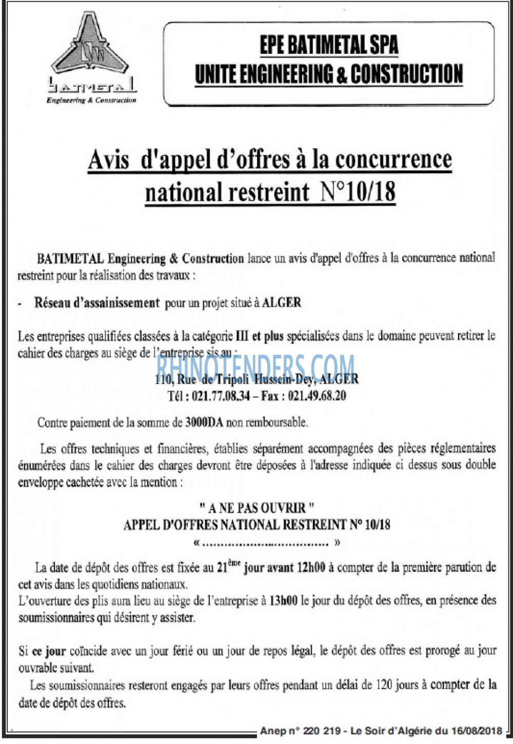 LE SOIR D'ALGERIE