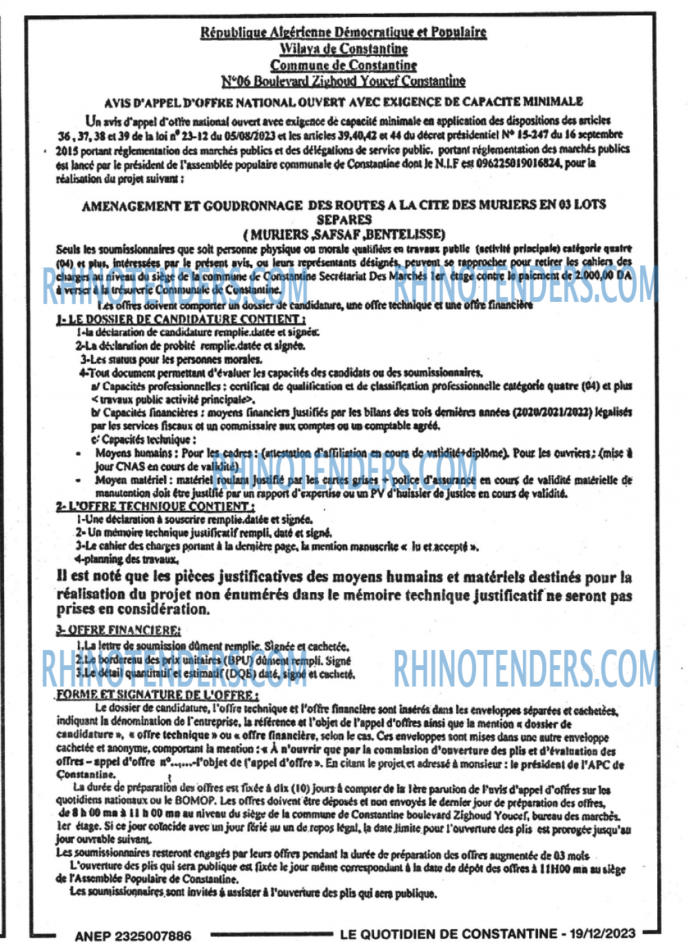 LE QUOTIDIEN DE CONSTANTINE
