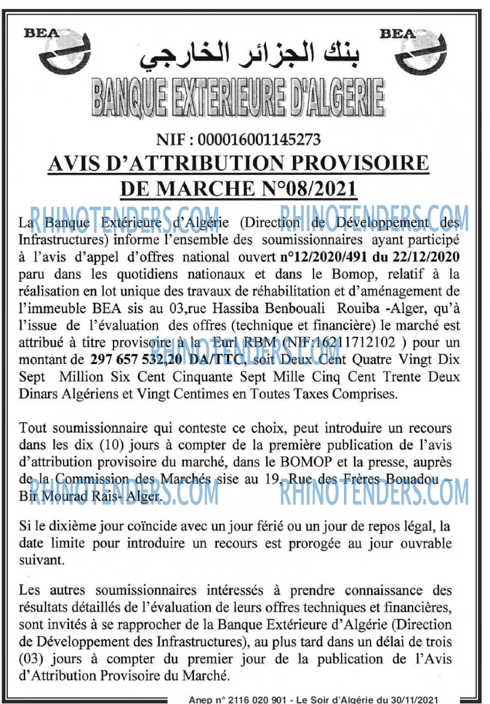 LE SOIR D'ALGERIE