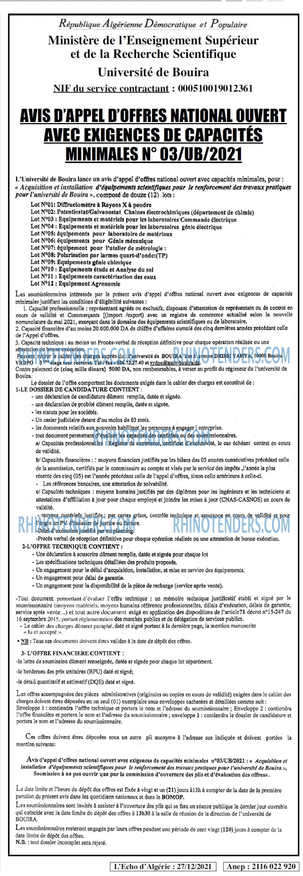 L'ECHO D'ALGERIE
