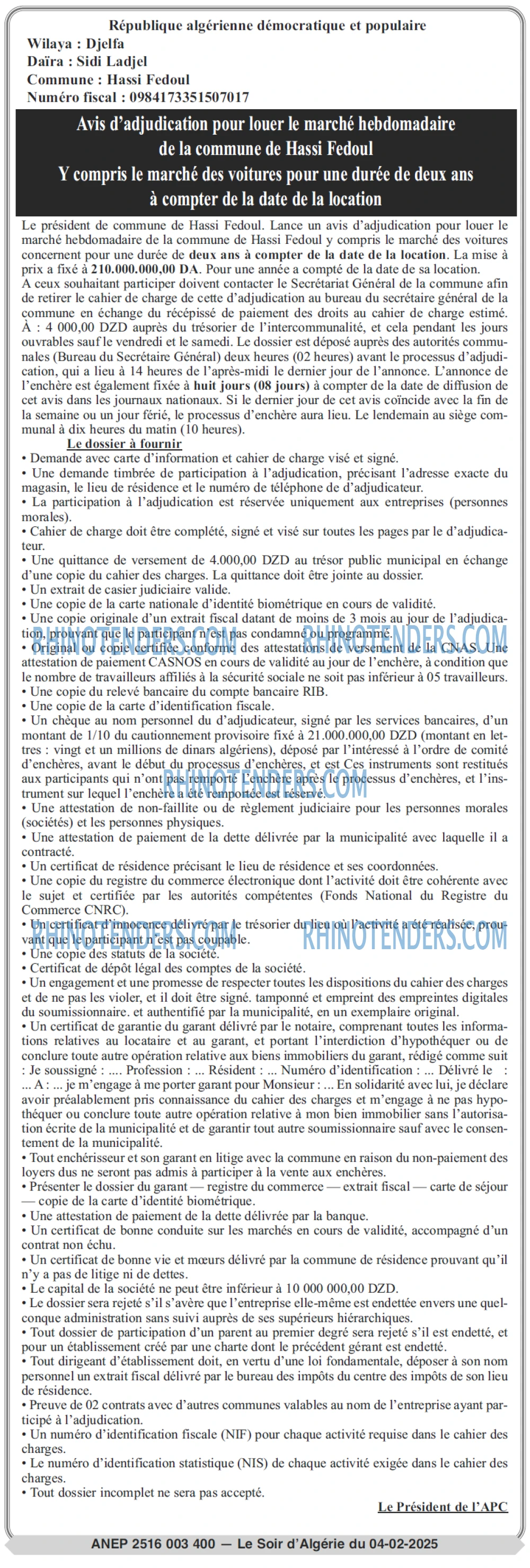 LE SOIR D'ALGERIE