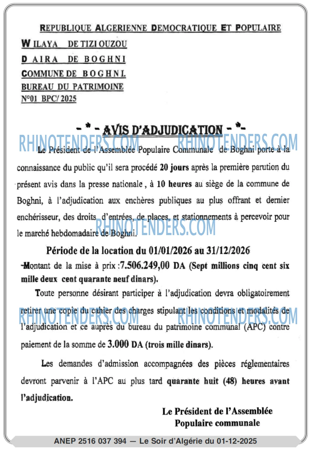 LE SOIR D'ALGERIE