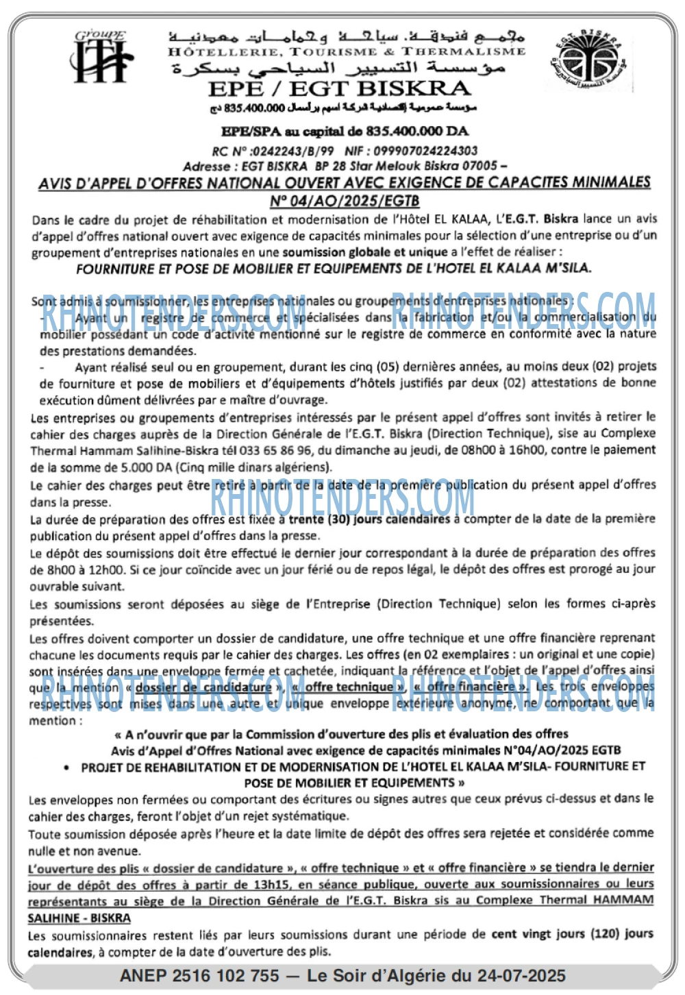 LE SOIR D'ALGERIE