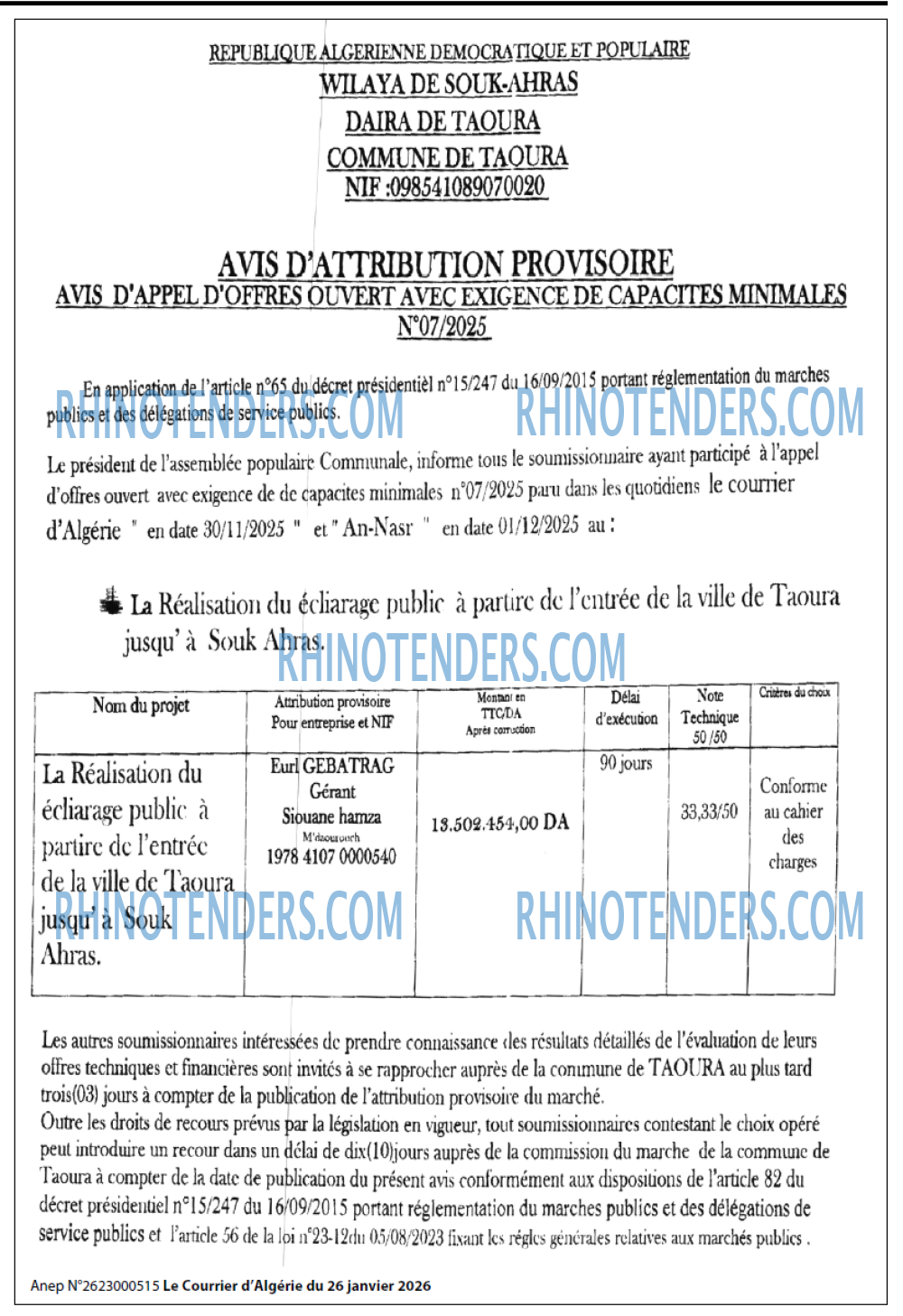Le Courrier d'Algerie
