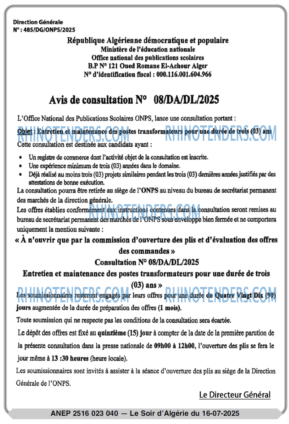 LE SOIR D'ALGERIE