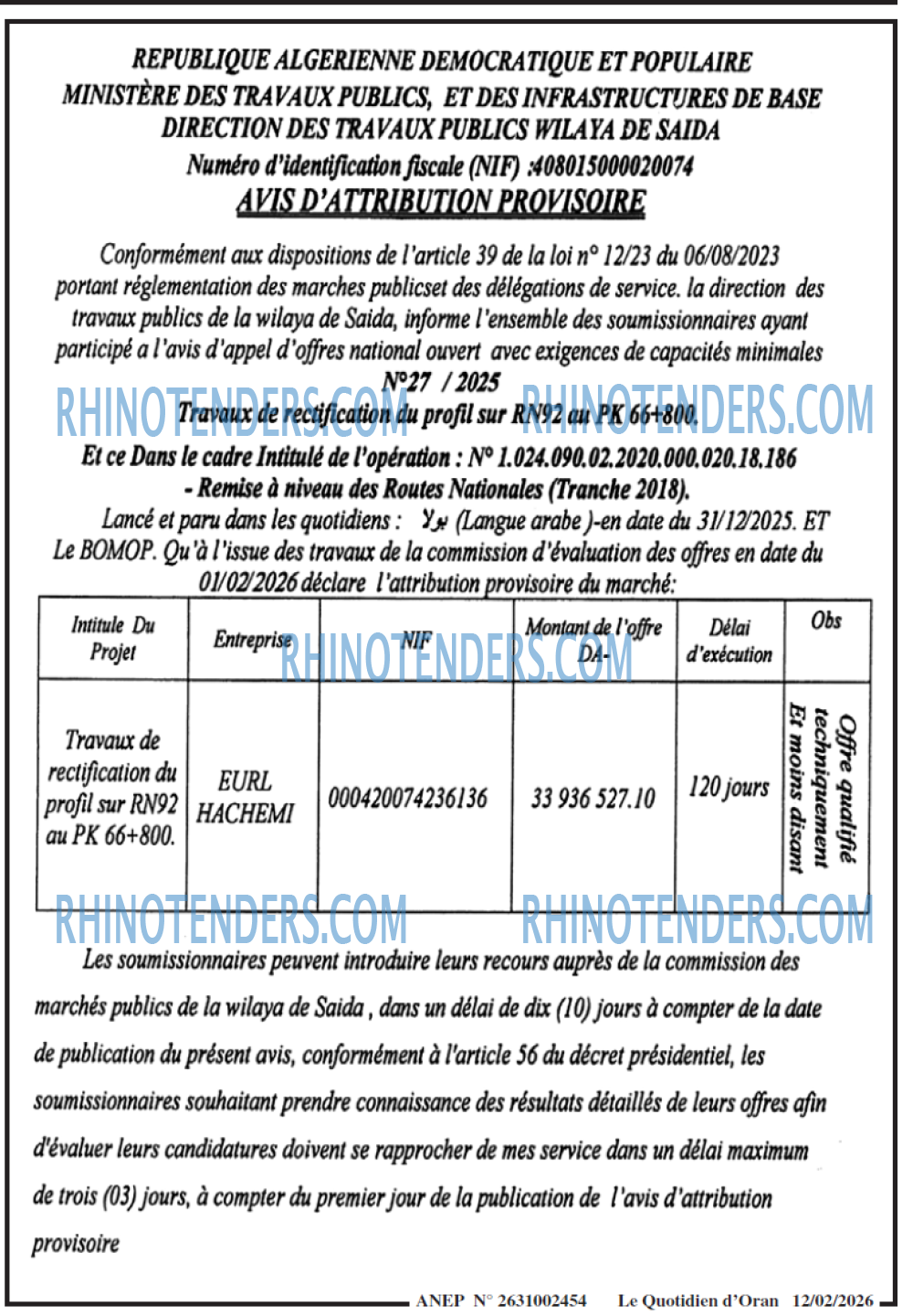 Le Quotidien d'Oran