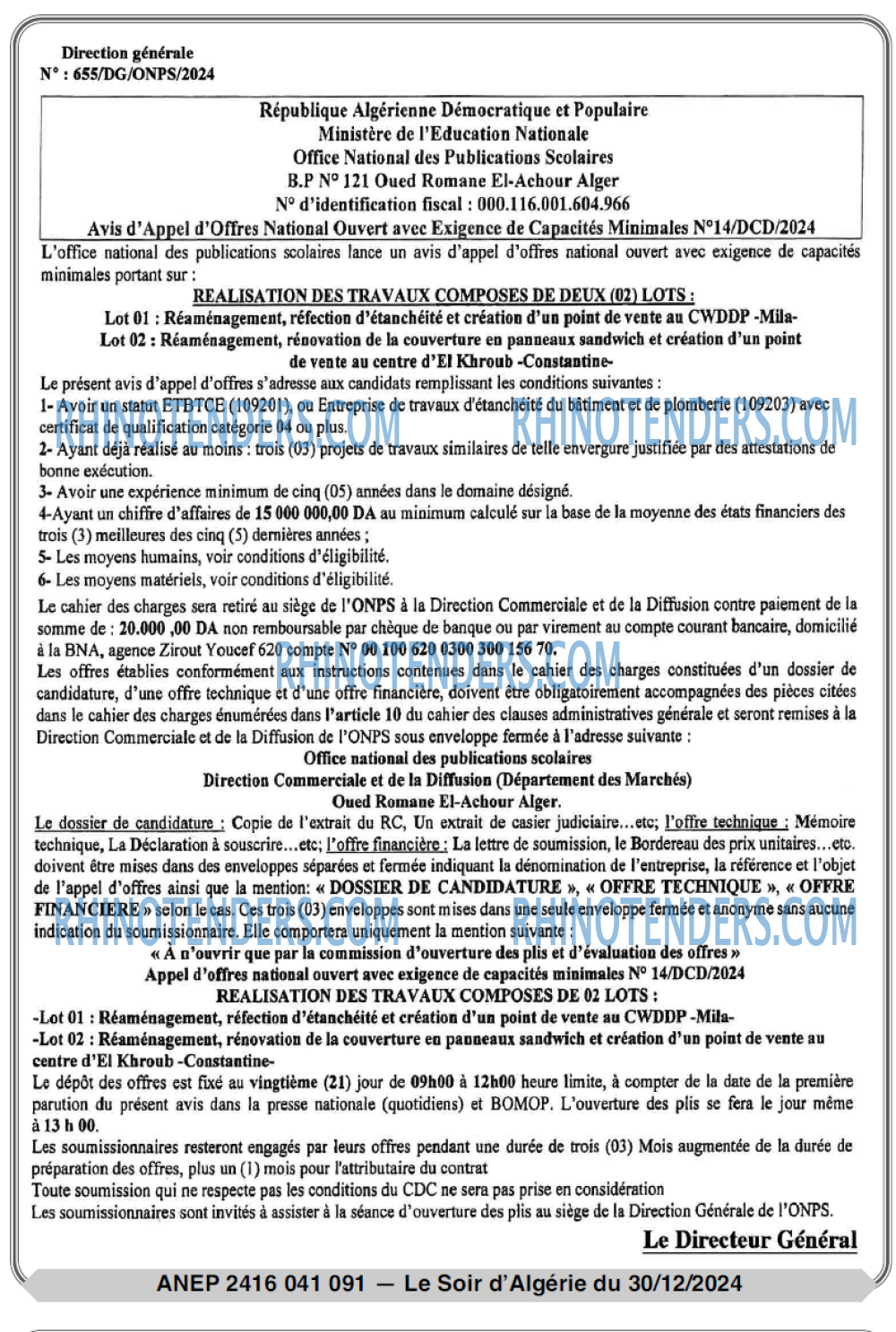LE SOIR D'ALGERIE