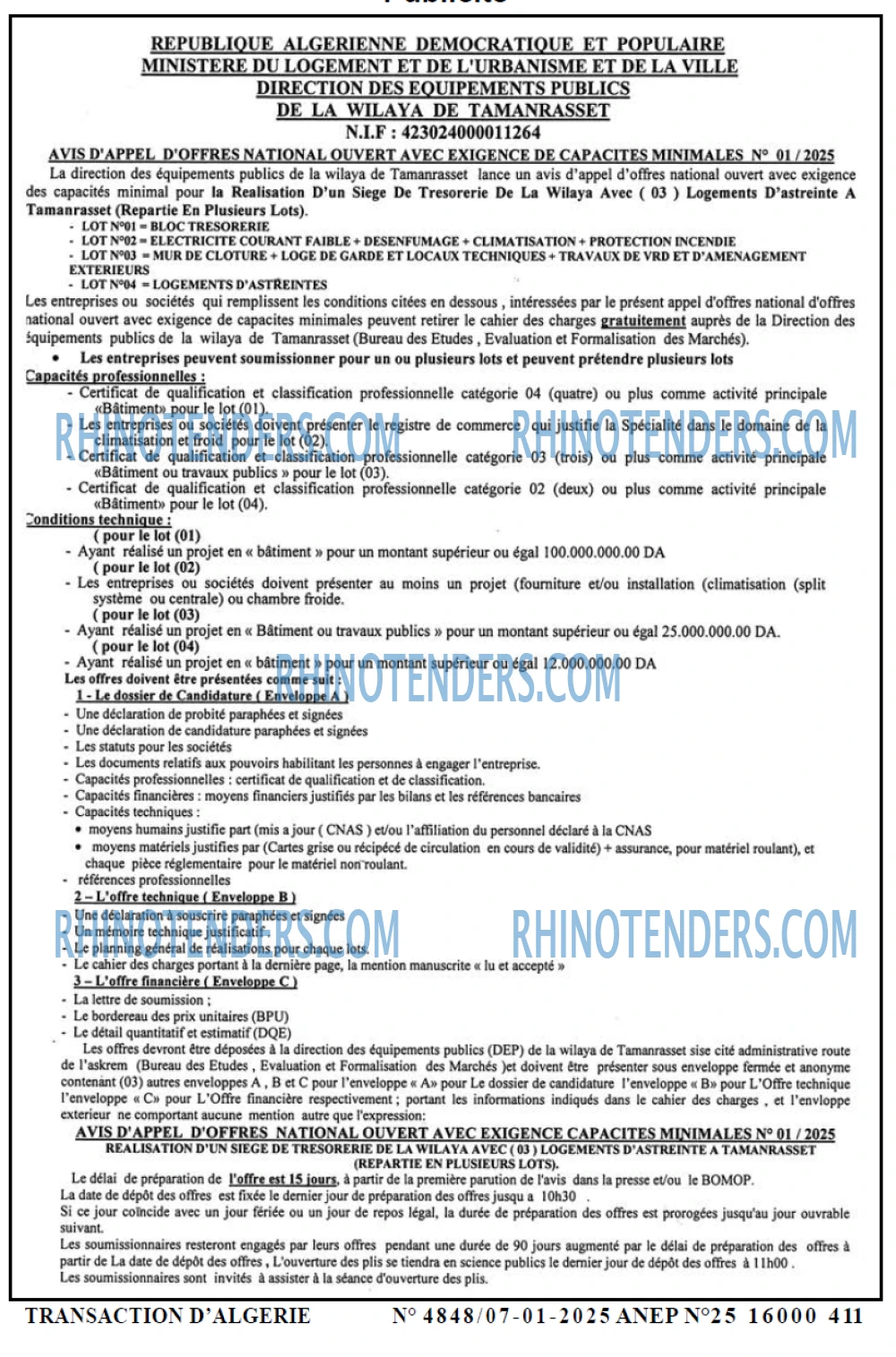 TRANSACTION D'ALGERIE