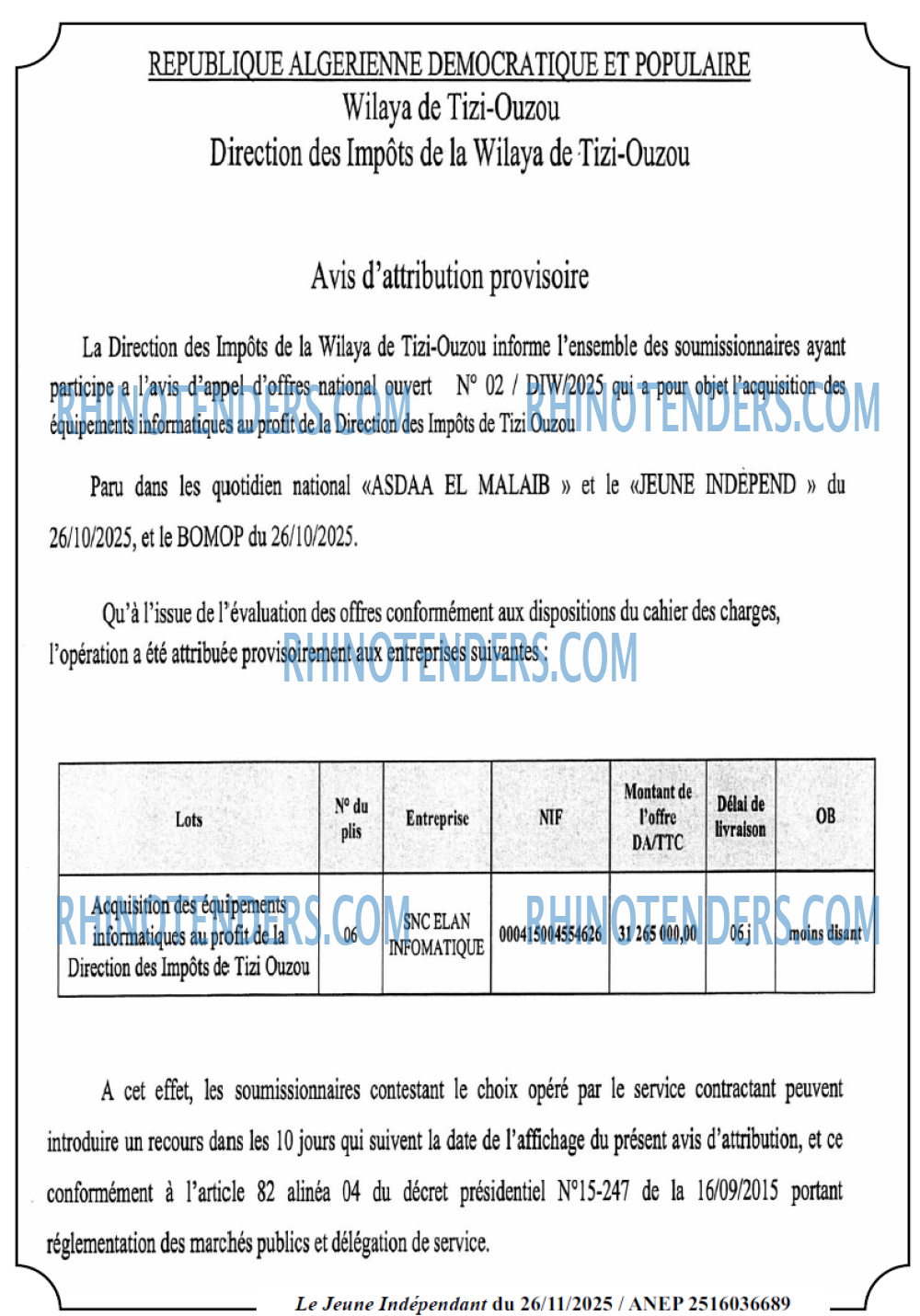 Jeune Independant