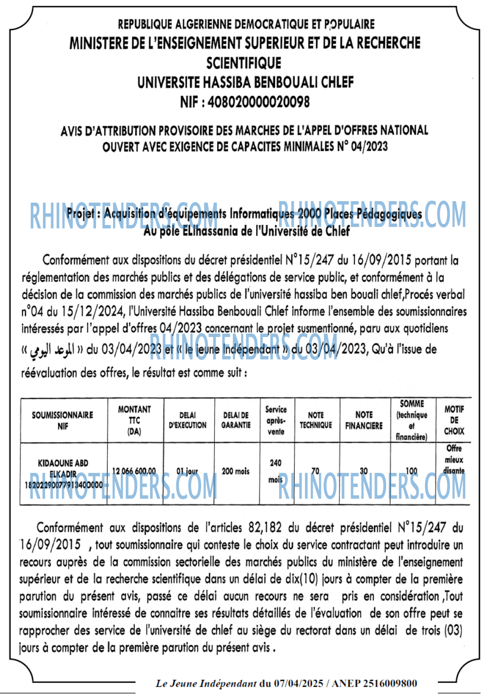 Le jeune indépendant