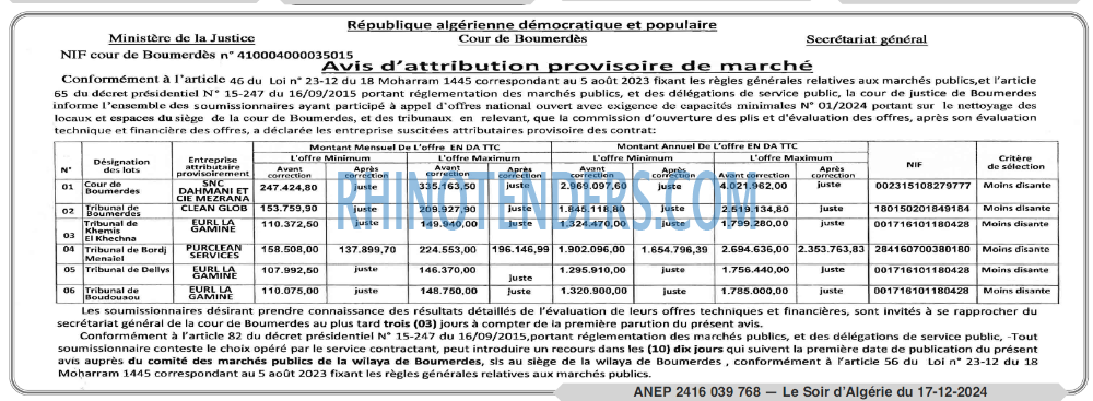 LE SOIR D'ALGERIE
