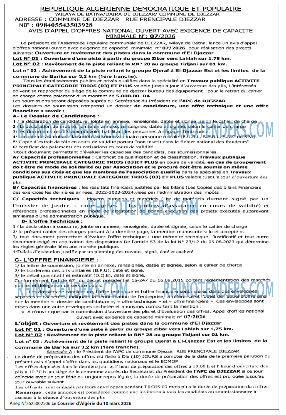 Le Courrier d'Algerie