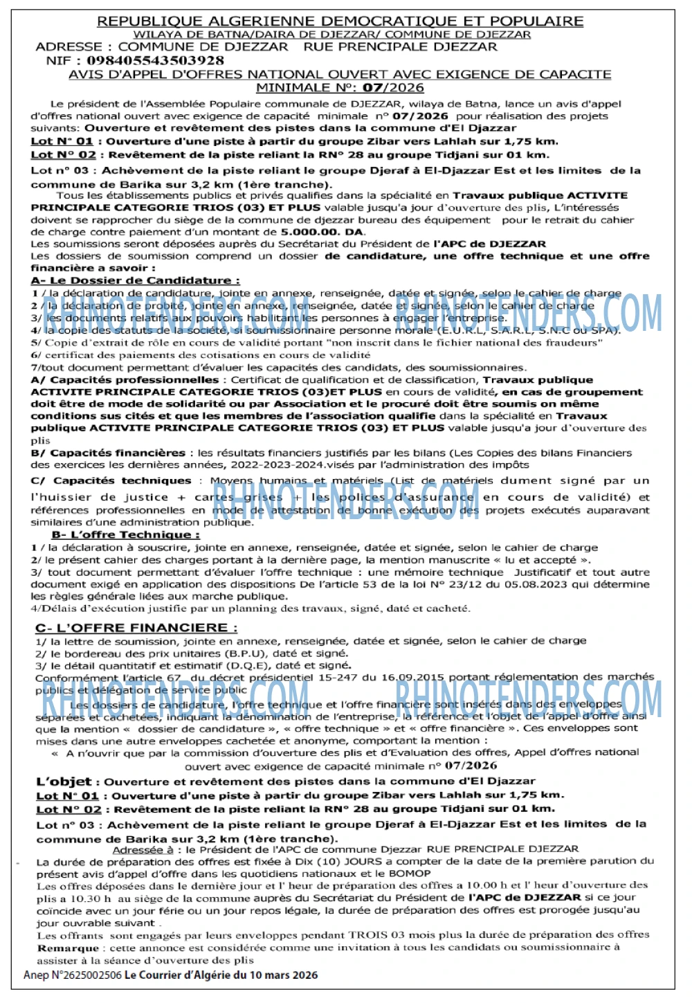 Le Courrier d'Algerie