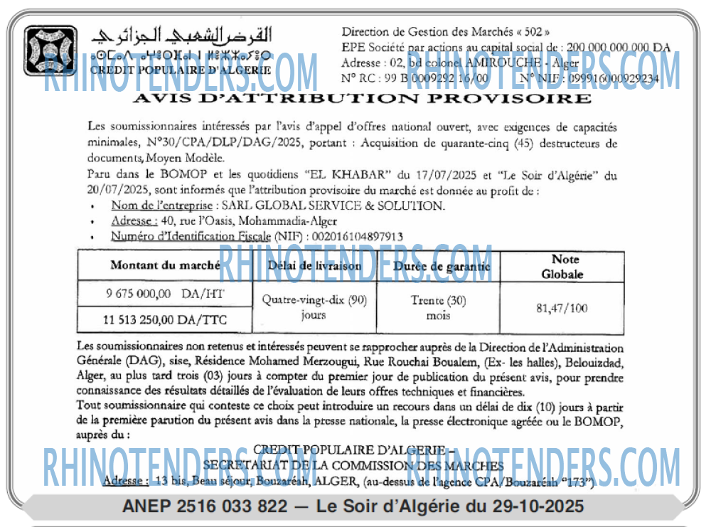 LE SOIR D'ALGERIE