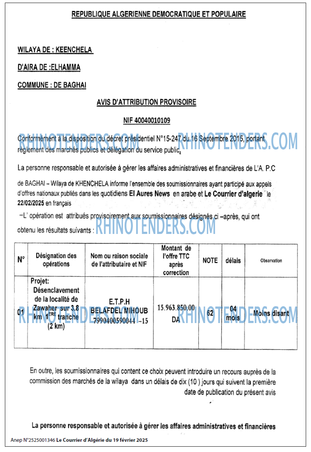 Le Courrier d'Algerie