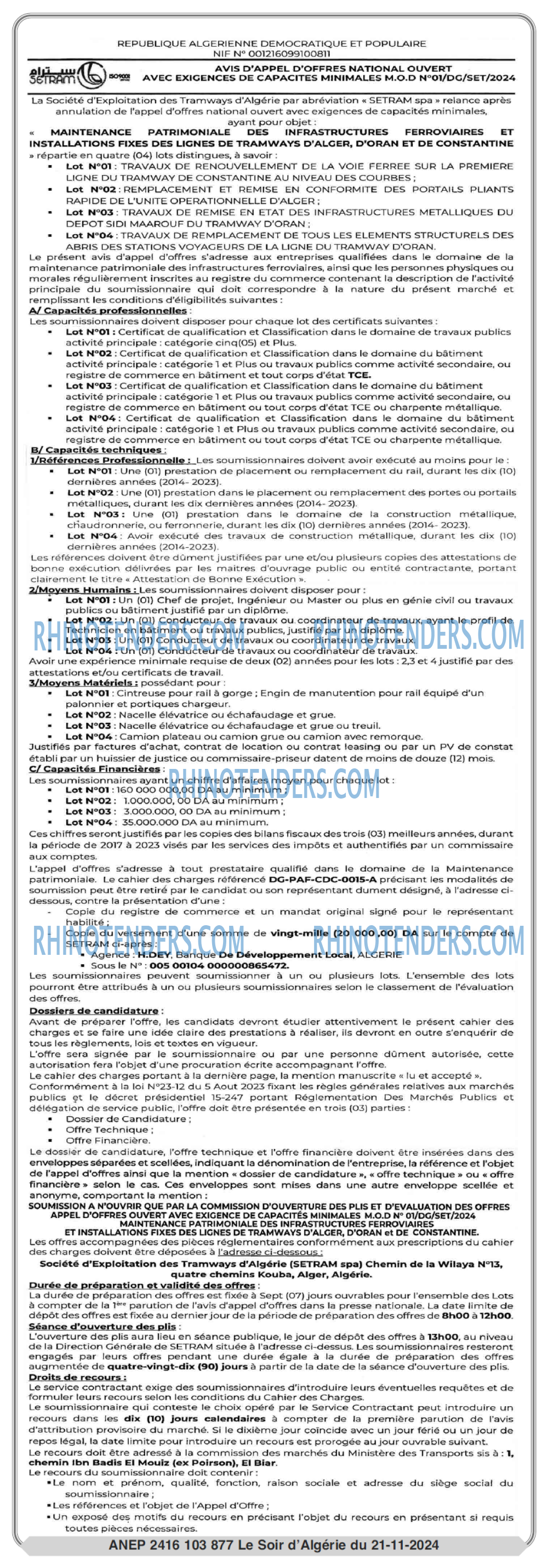LE SOIR D'ALGERIE