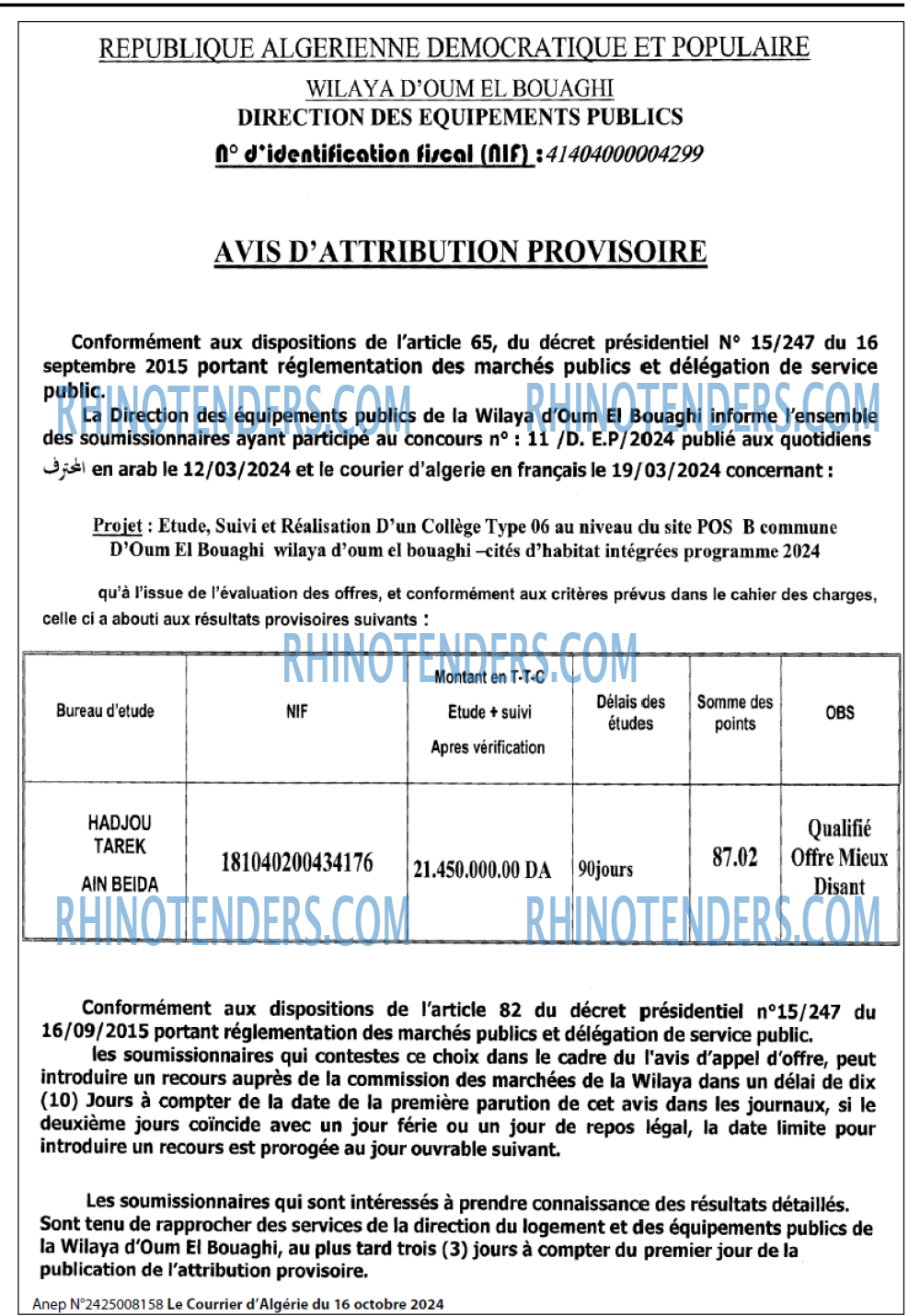 Le Courrier d'Algerie