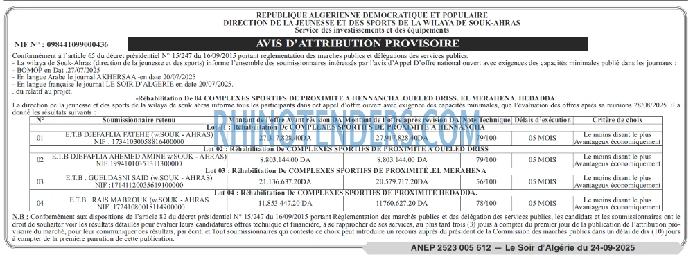 LE SOIR D'ALGERIE