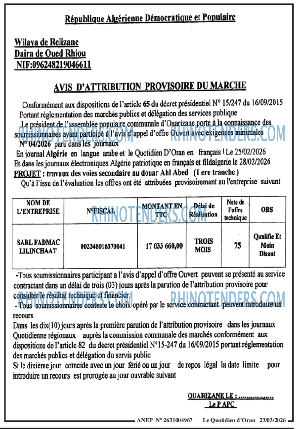 Le Quotidien d'Oran