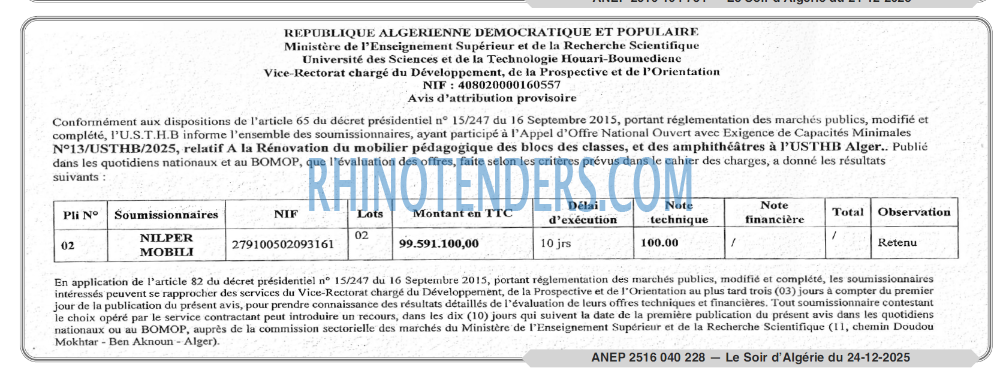 LE SOIR D'ALGERIE