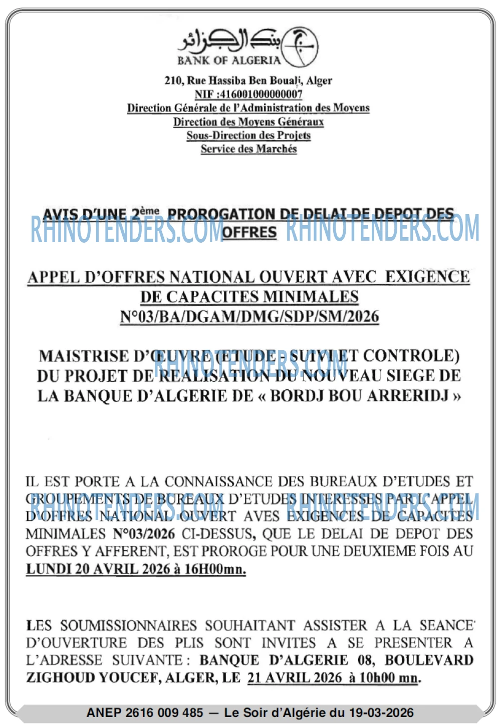 LE SOIR D'ALGERIE