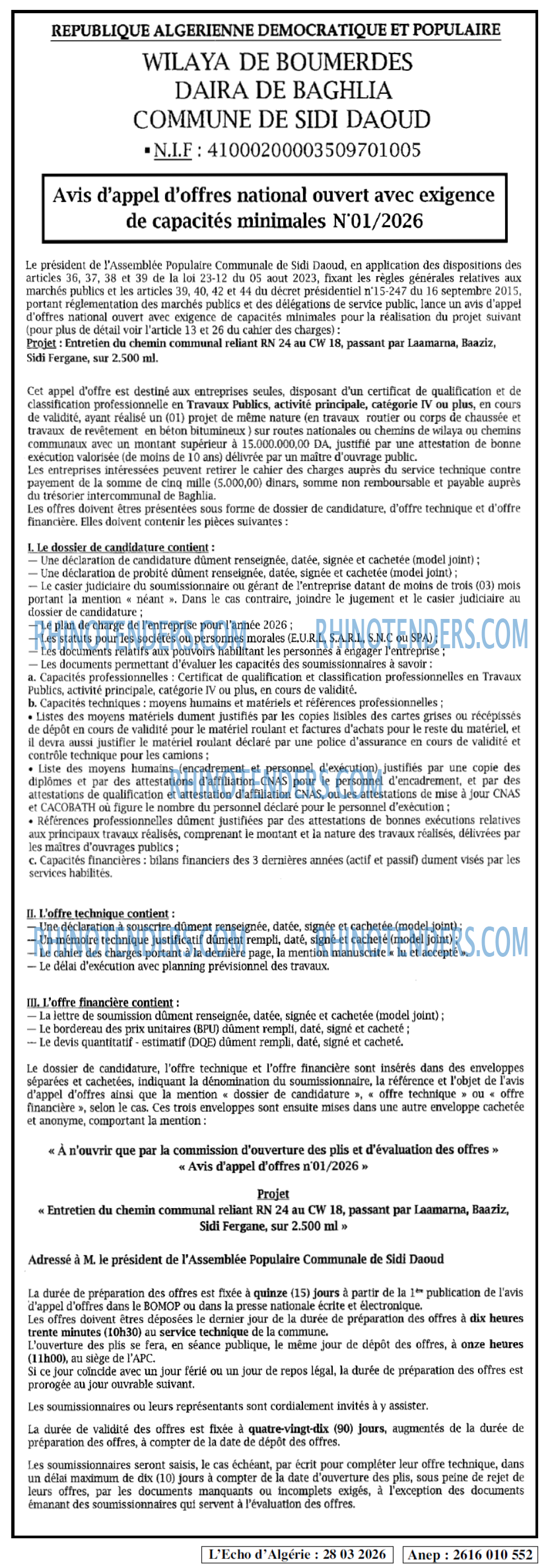 L'ECHO D'ALGERIE
