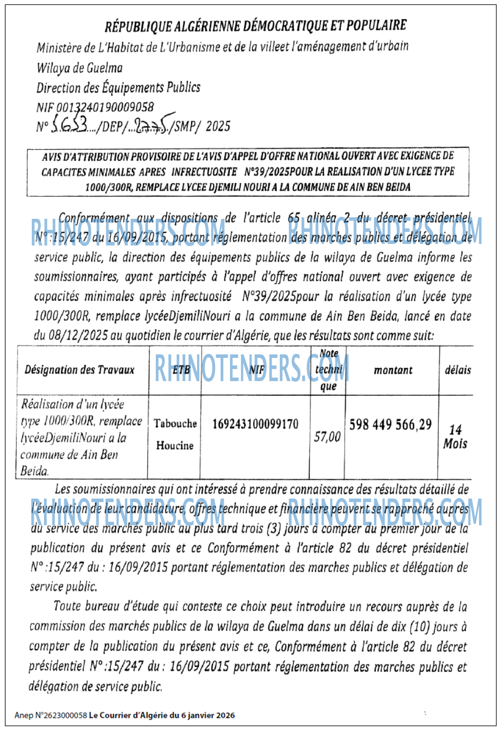Le Courrier d'Algerie