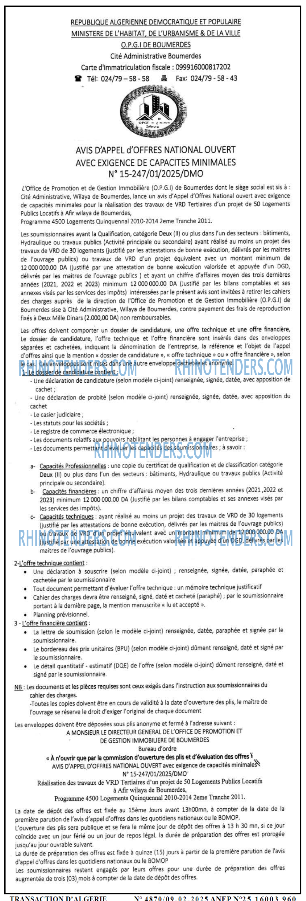 TRANSACTION D'ALGERIE