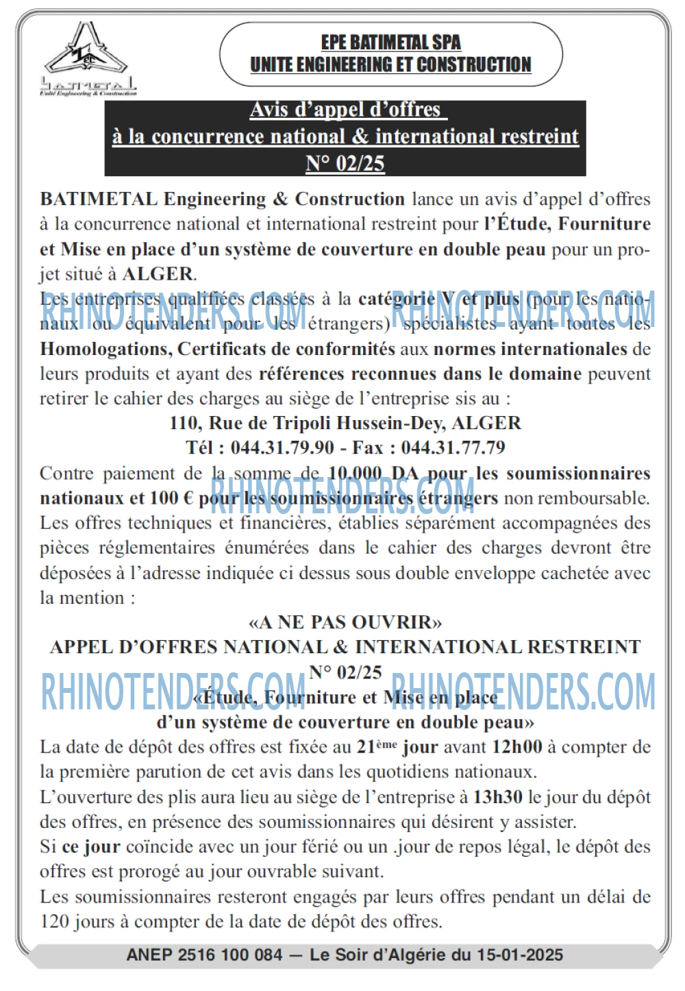 LE SOIR D'ALGERIE