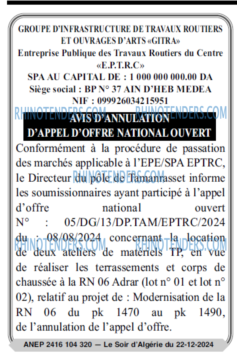 LE SOIR D'ALGERIE