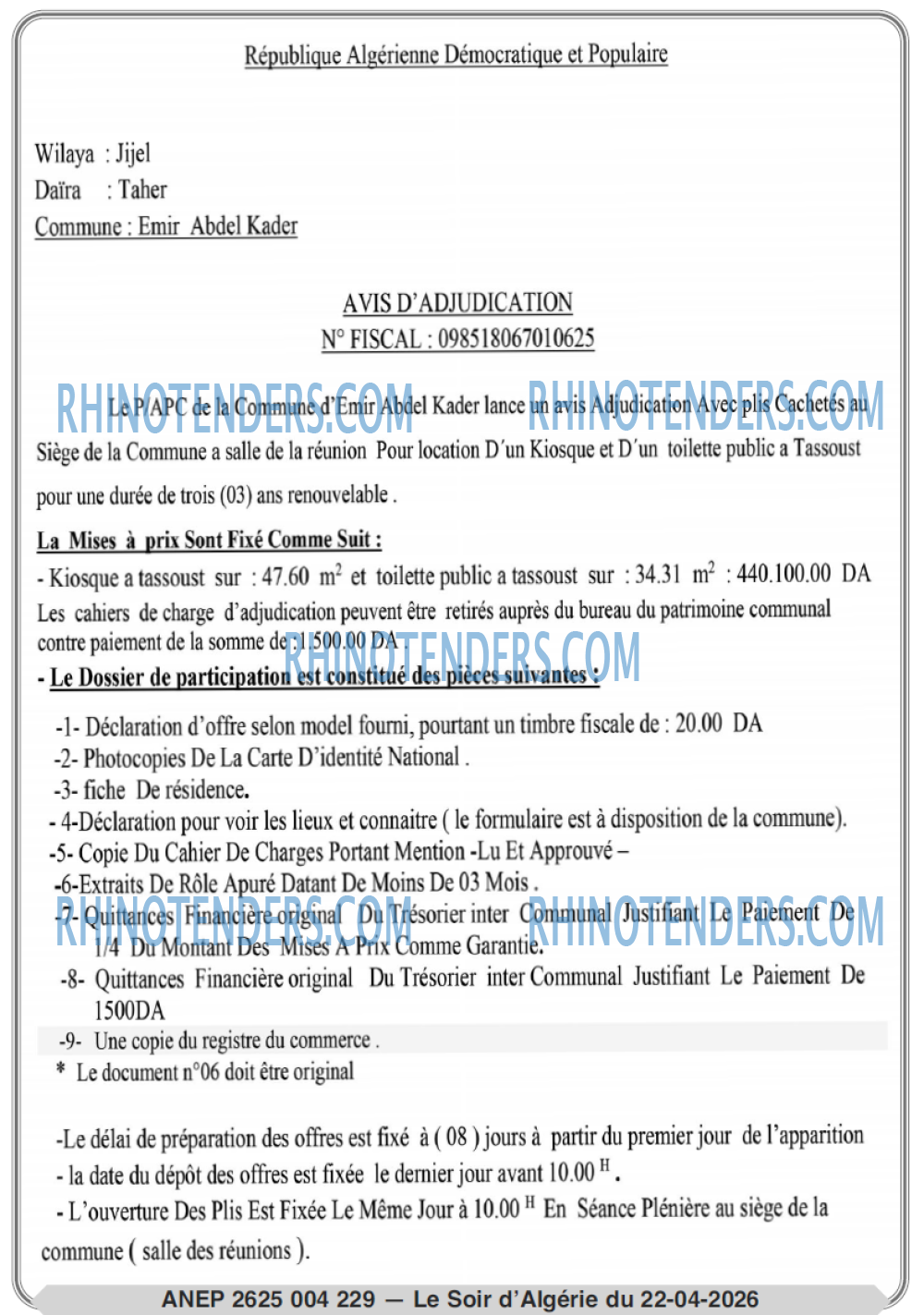 LE SOIR D'ALGERIE