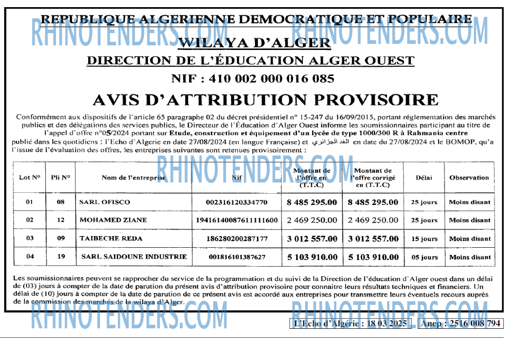 L'ECHO D'ALGERIE