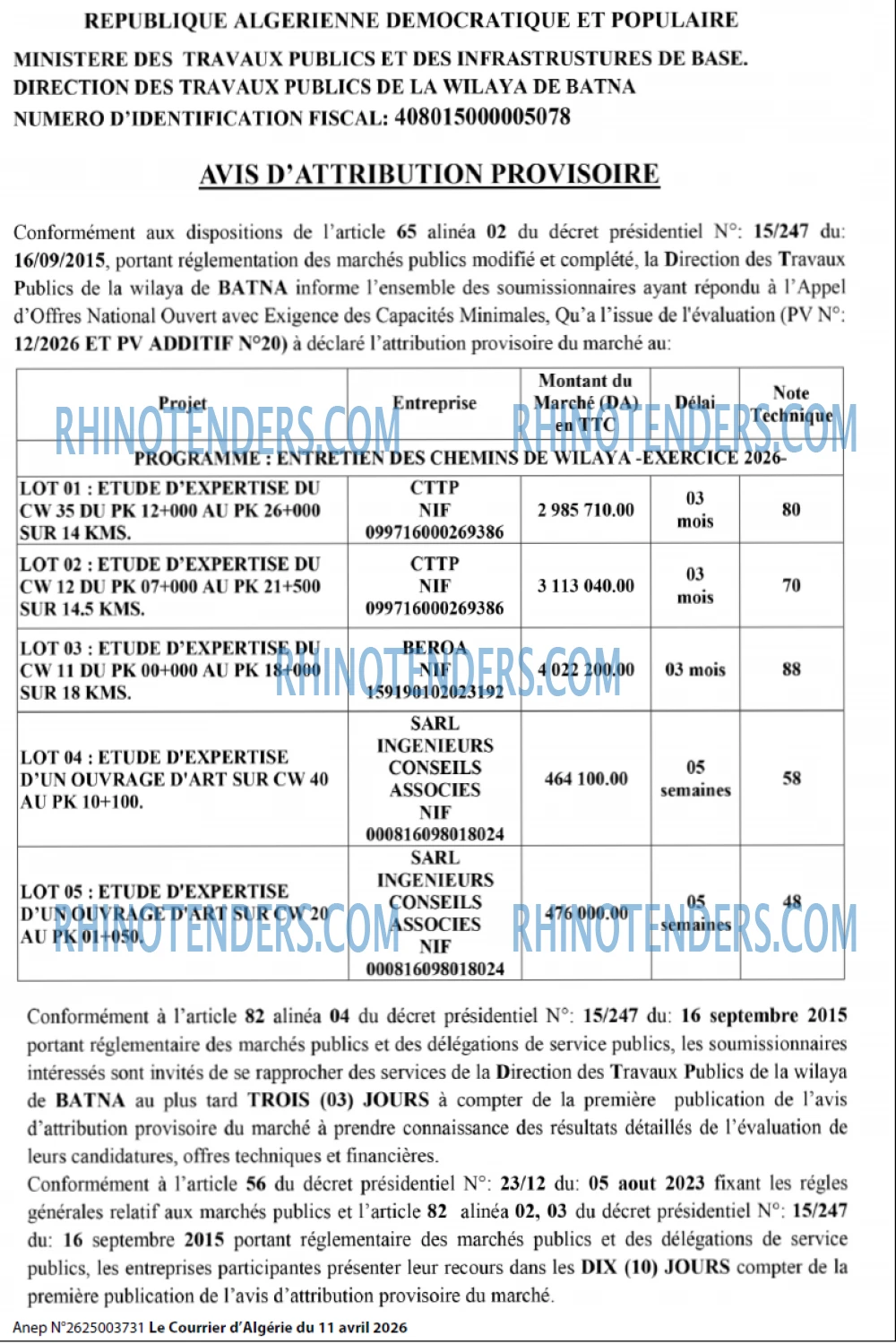 Le Courrier d'Algerie