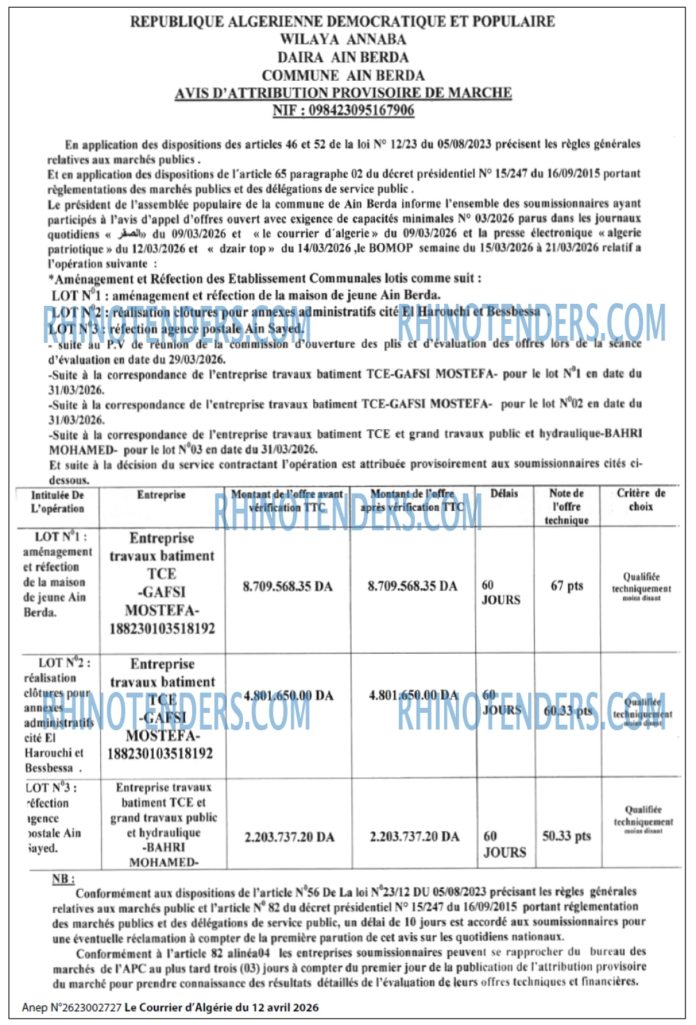 Le Courrier d'Algerie