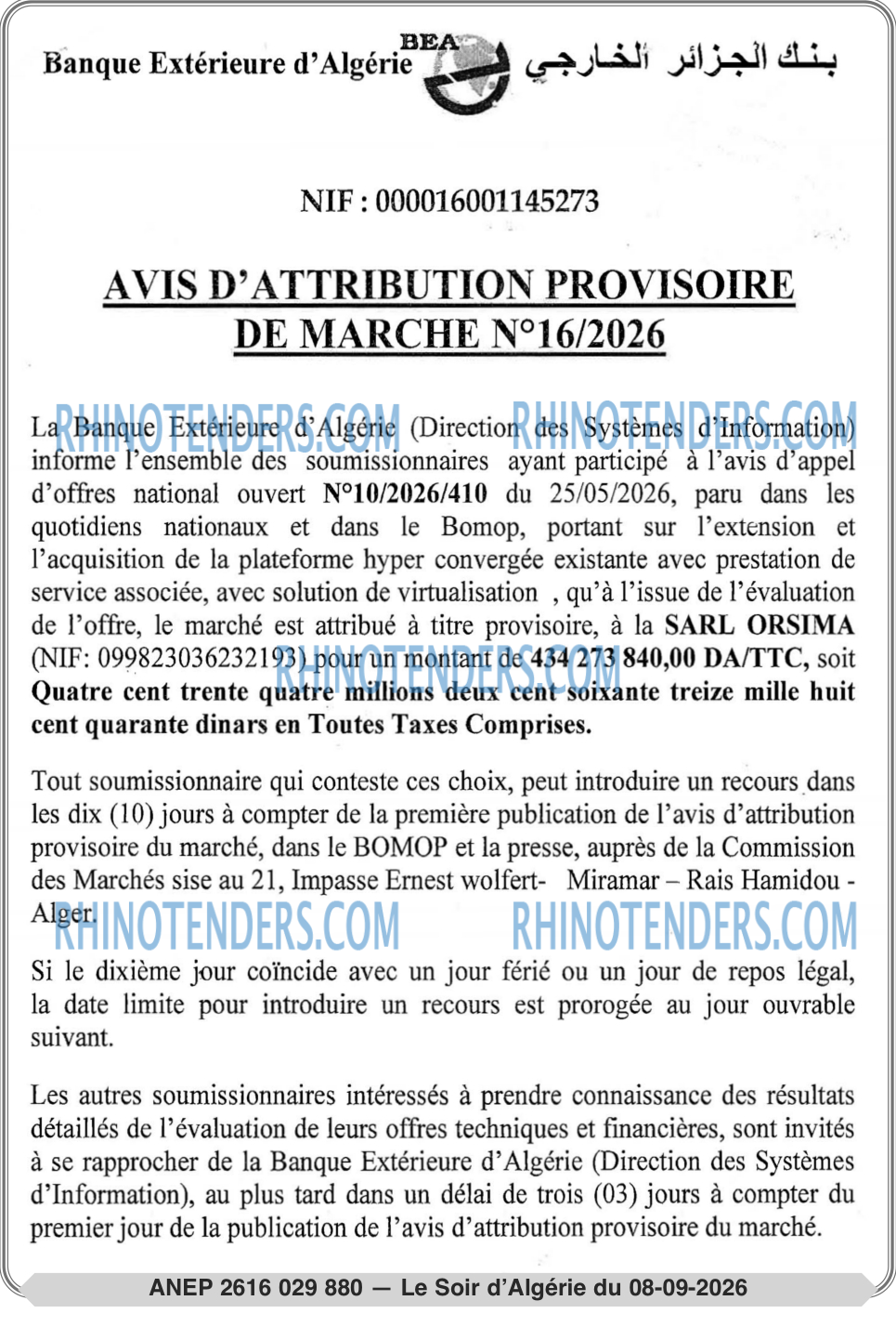 LE SOIR D'ALGERIE