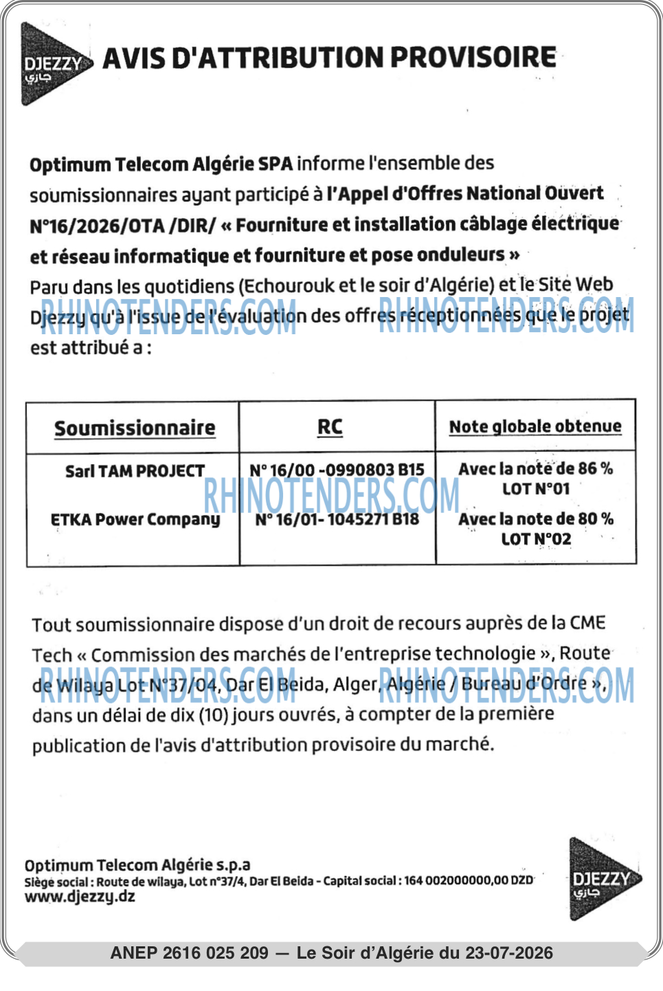 LE SOIR D'ALGERIE