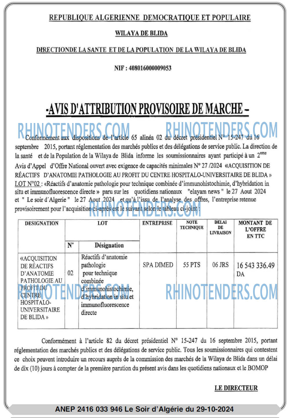 LE SOIR D'ALGERIE