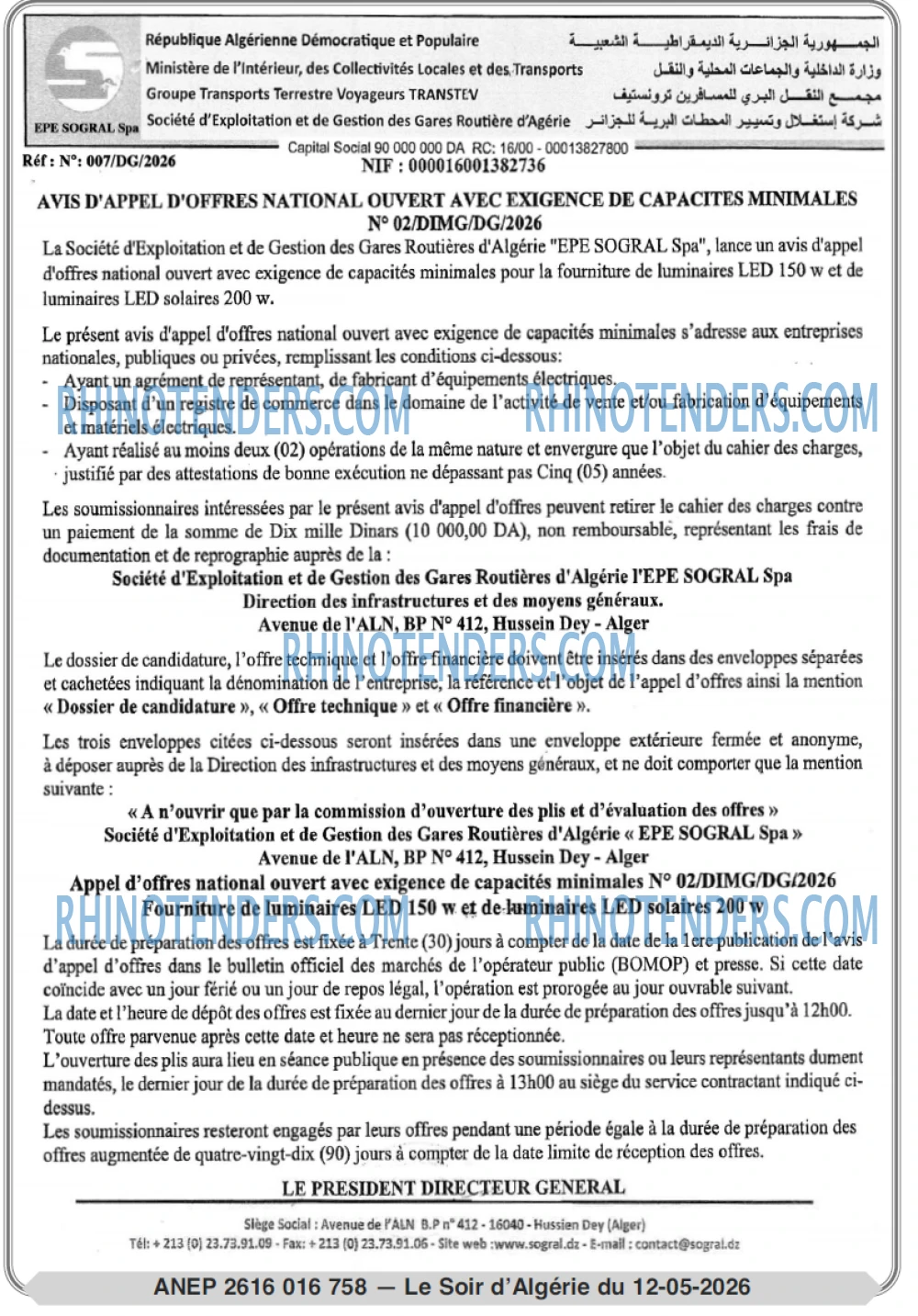 LE SOIR D'ALGERIE