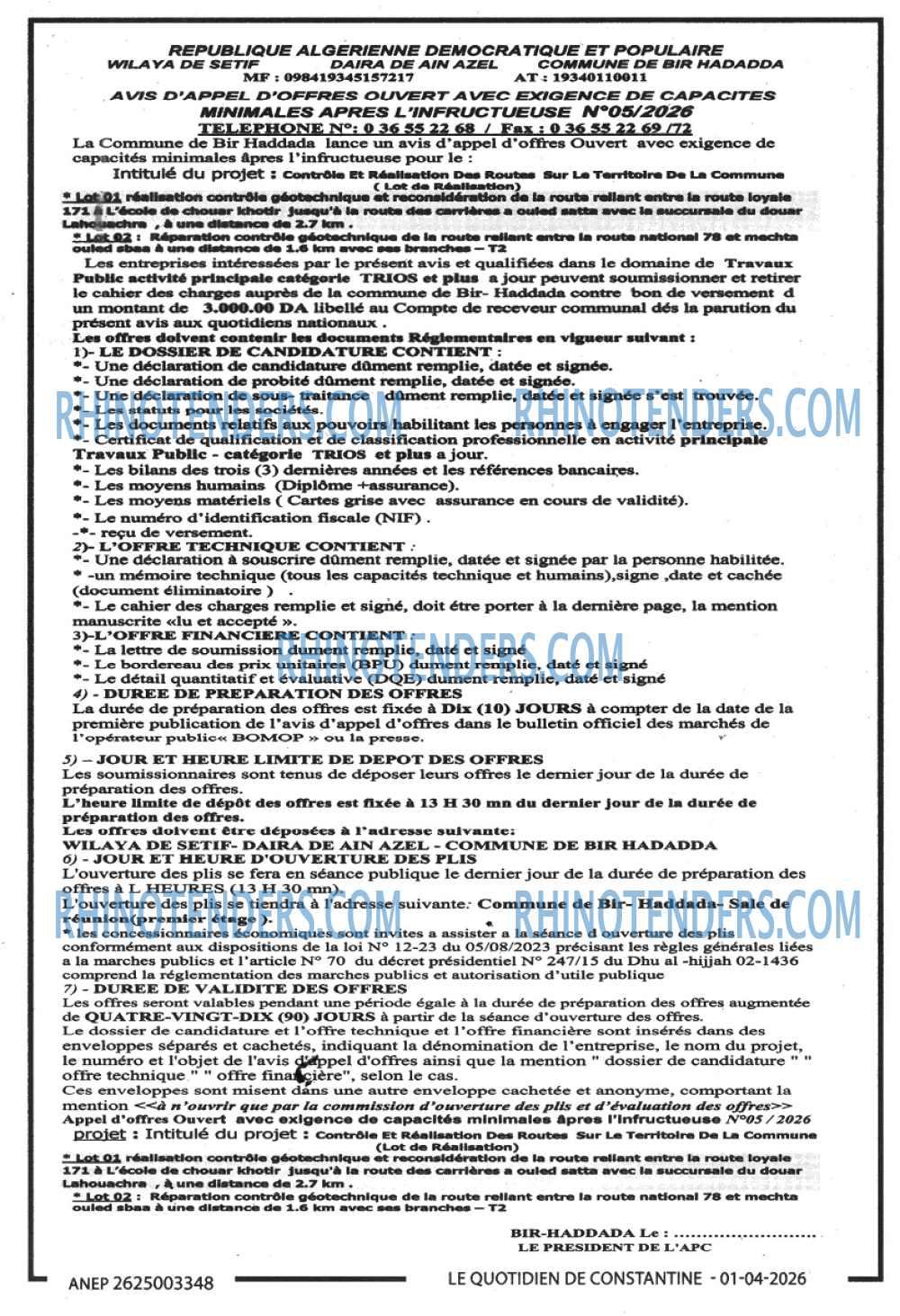LE QUOTIDIEN DE CONSTANTINE