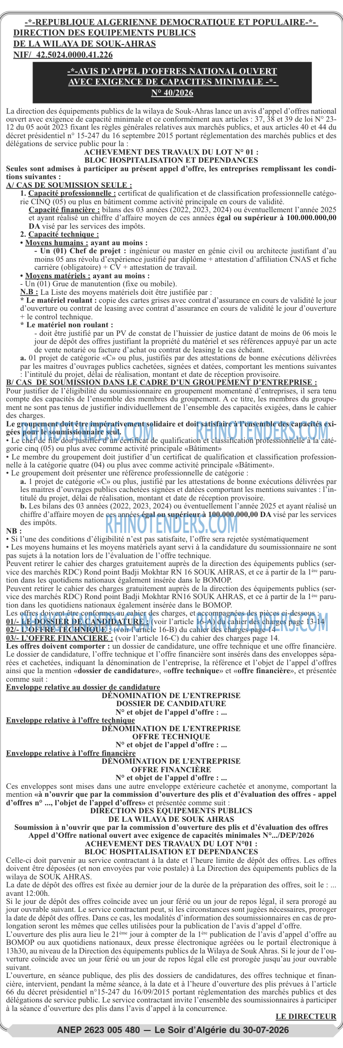 LE SOIR D'ALGERIE