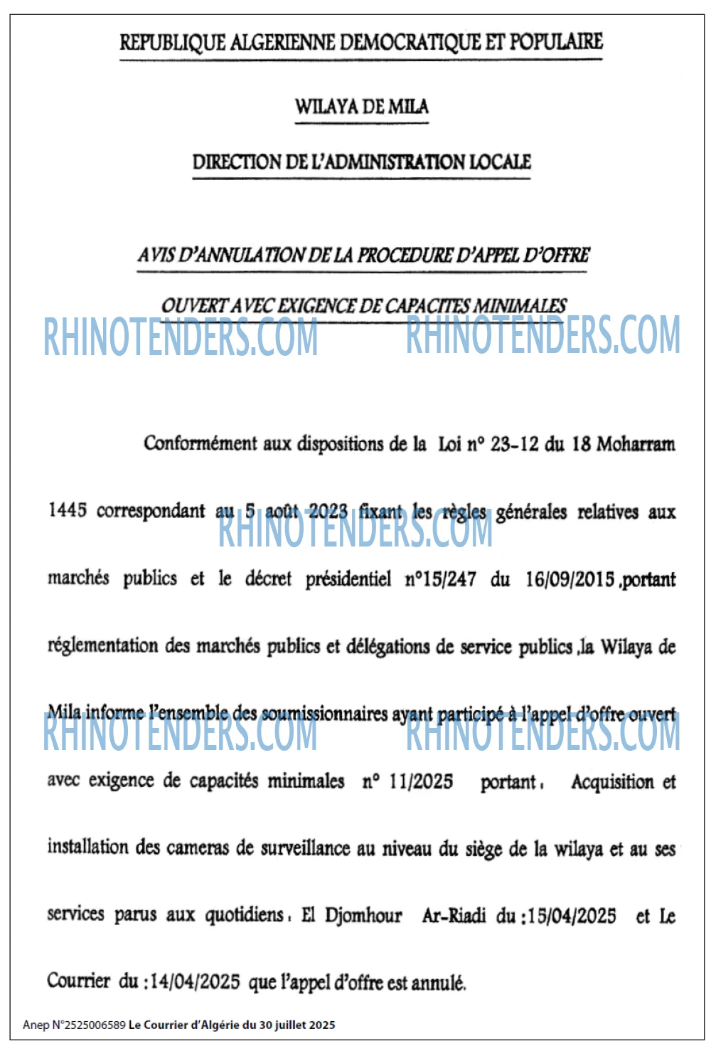 Le Courrier d'Algerie